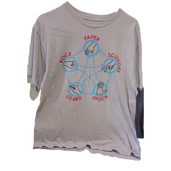 Adult Gray Comedy The Big Bang Theory Rock Paper Scissor Spock T-shirt Tee LG - Picture 1 of 3